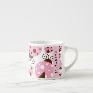 Mönster, Ladybugs, Rosa Ladybugs, ditt namn Espressomugg