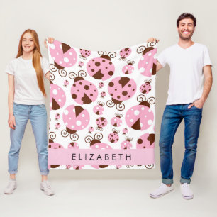Mönster, Ladybugs, Rosa Ladybugs, ditt namn Fleecefilt