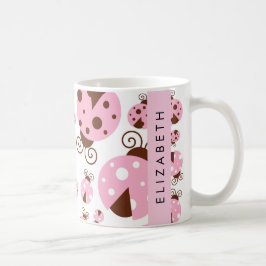 Mönster, Ladybugs, Rosa Ladybugs, ditt namn Kaffemugg