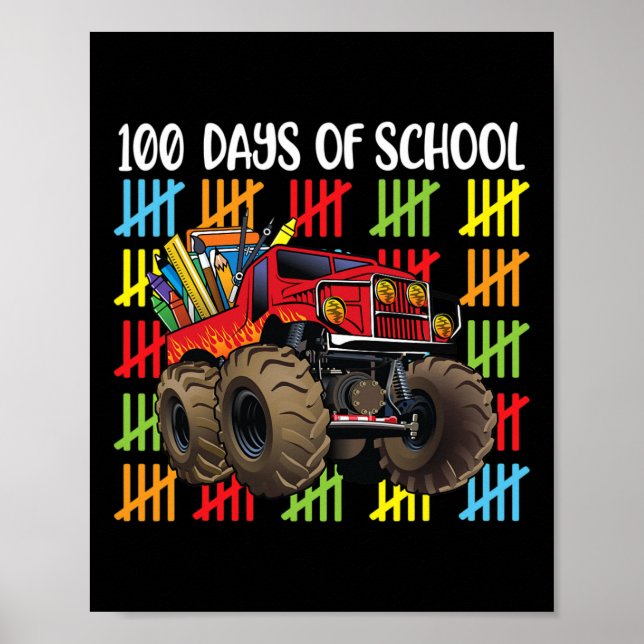Monster Lastbil 100-dagen för skolpojkar Poster (Framsidan)