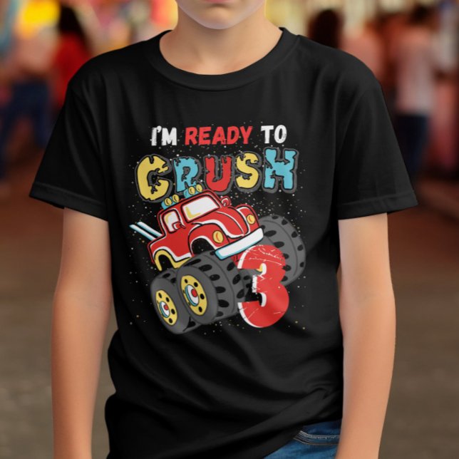 Monster Lastbil 3:e födelsedagen jag är Redo till  T Shirt (Skapare uppladdad)