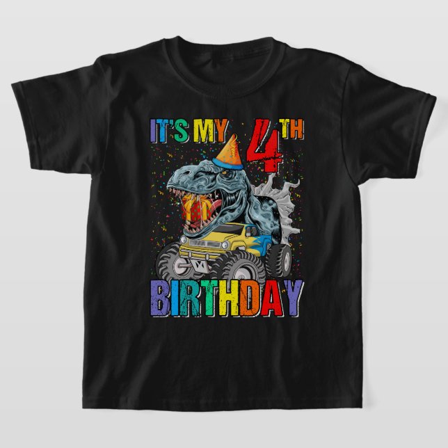 Monster Lastbil 4 år gammal Tee 4e födelsedagen Bo (Laydown)