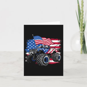 Monster Lastbil 4:e juli Shirt Boys American Flagg Kort