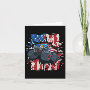 Monster Lastbil 4:e juli Shirt Boys American Flagg Kort