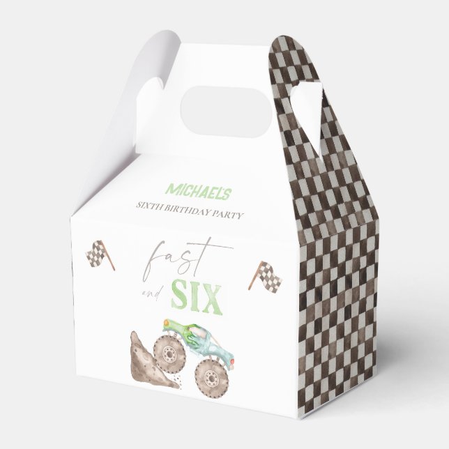 Monster Lastbil 6e Birthday Gable Box Presentaskar (Framsidan Sidan)