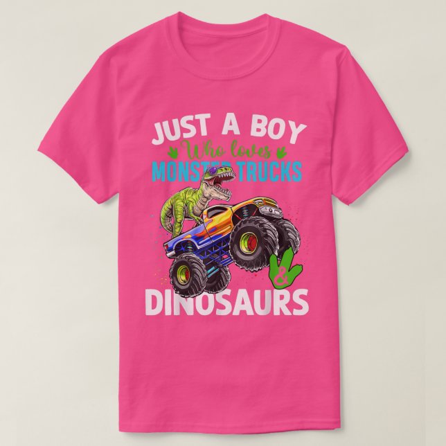 Monster Lastbil Älskare Boy Funny Dinosaur på Truc T Shirt (Design framsida)