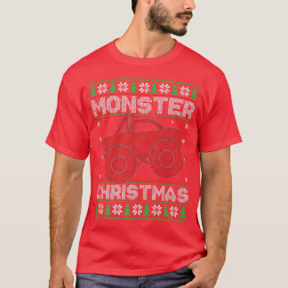 Monster Lastbil Älskare Julafton Ljus Ugly Monster T Shirt