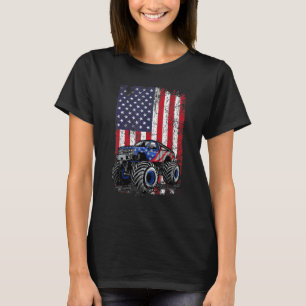 Monster Lastbil American Flagga Patriotic 4:e juli T Shirt