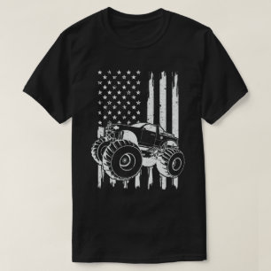 Monster Lastbil American Flagga Patriotic 4 juli T Shirt