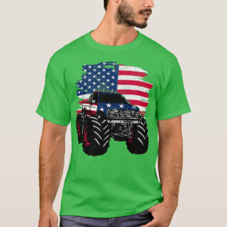 Monster Lastbil American Flagga T Shirt