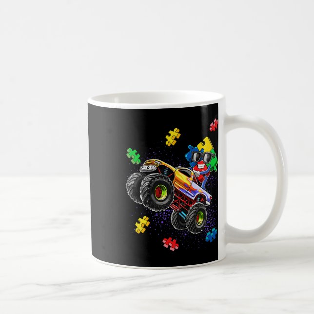 Monster Lastbil Autism Awareness Puzzle Biet Gift  Kaffemugg (Höger)