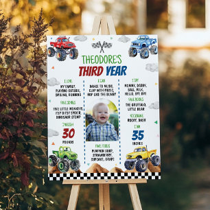 Monster Lastbil Barns födelsedag Milestone Photo P Poster