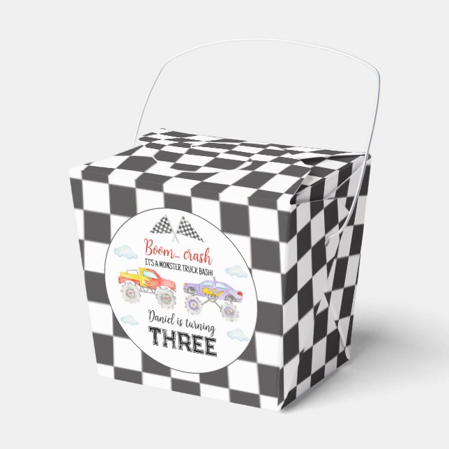 Monster Lastbil Birthday Presentaskar (Framsidan Sidan)