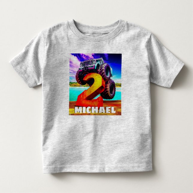 Monster Lastbil Birthday T Shirt (Framsida)