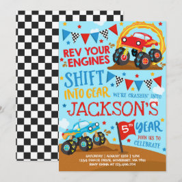 Monster Lastbil bjuder in Monster Lastbil på födel Inbjudningar