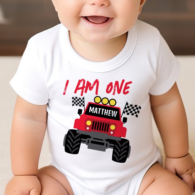 Monster Lastbil Boy 1st Birthday Personlig T Shirt (Skapare uppladdad)