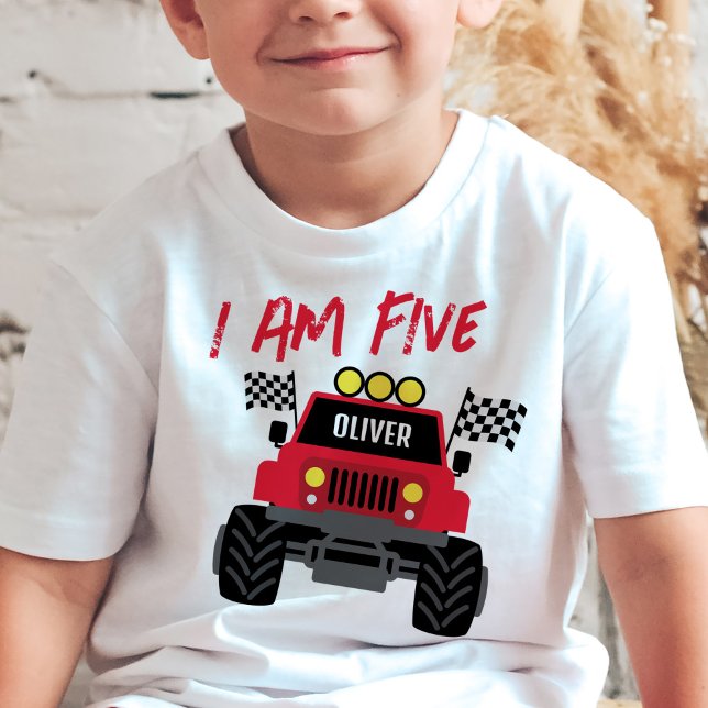 Monster Lastbil Boy, 5:e födelsedag Personlig T Shirt (Skapare uppladdad)