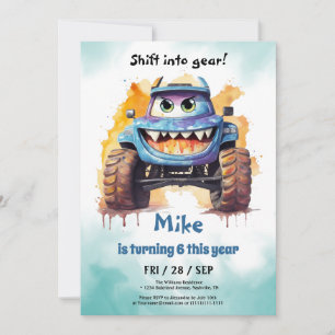 Monster Lastbil boy Birthday Inbjudningar