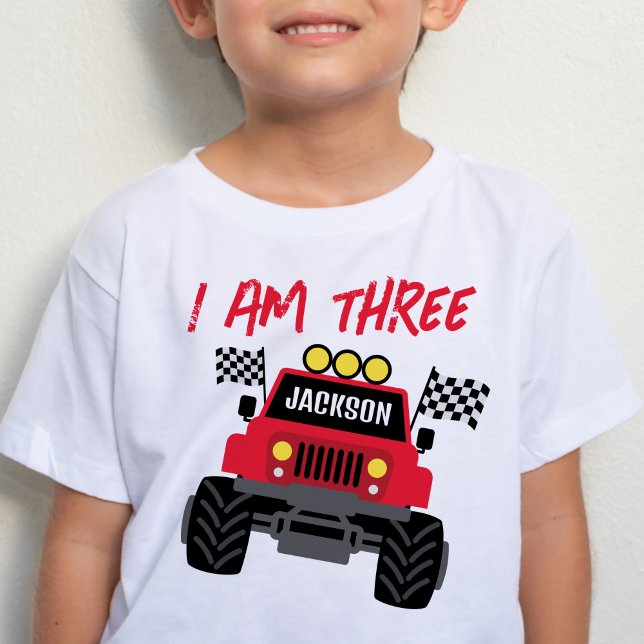 Monster Lastbil Boy Personlig 3:e födelsedagen T Shirt (Skapare uppladdad)