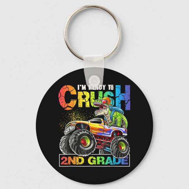 Monster Lastbil Crush 2 Klass Dinosaur Boys back t Nyckelring (Framsida)