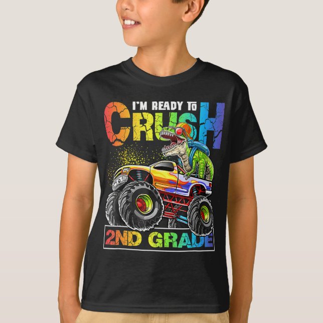 Monster Lastbil Crush 2 Klass Dinosaur Boys back t Shirt (Framsida)