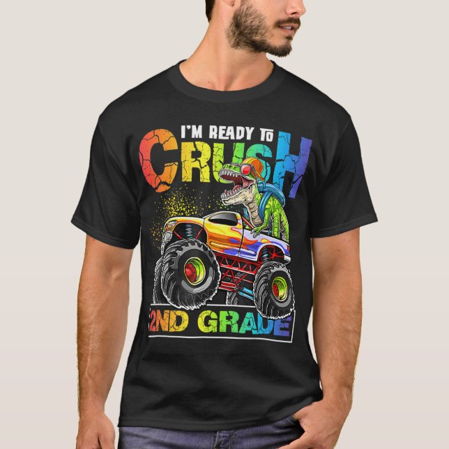 Monster Lastbil Crush 2 Klass Dinosaur Boys back t Shirt (Framsida)