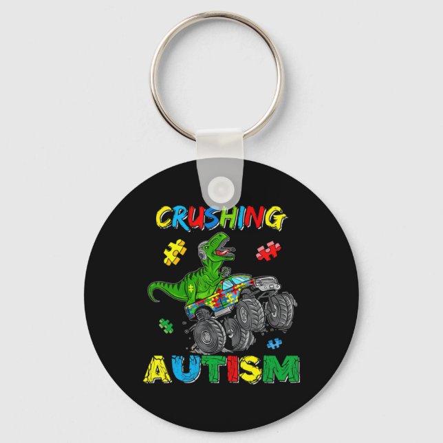Monster Lastbil Crushing Austim Autism Awareness T Nyckelring (Framsida)