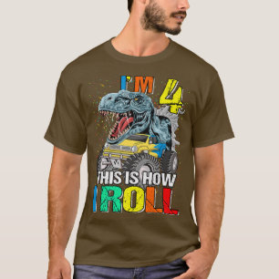 Monster Lastbil Dinosaur jag är 4 Så här rullar ja T Shirt