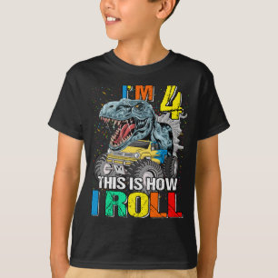 Monster Lastbil Dinosaur jag är 4 Så här rullar ja T Shirt