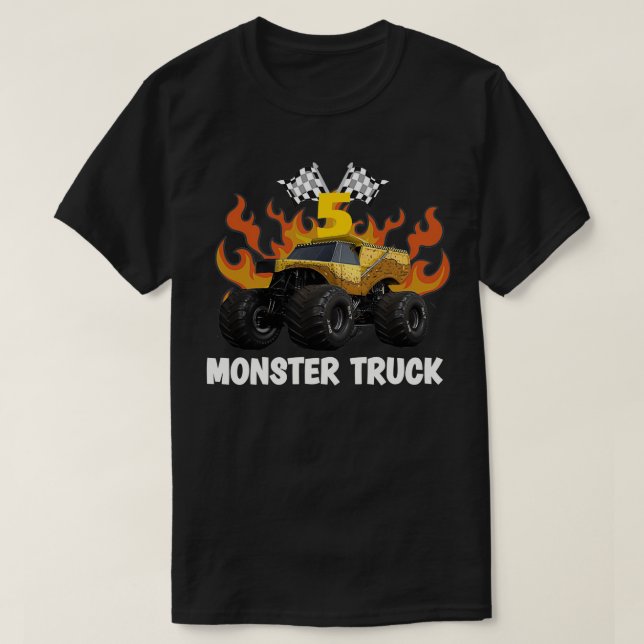 Monster Lastbil EarthShaker för barn 5 Birthday Gi T Shirt (Design framsida)