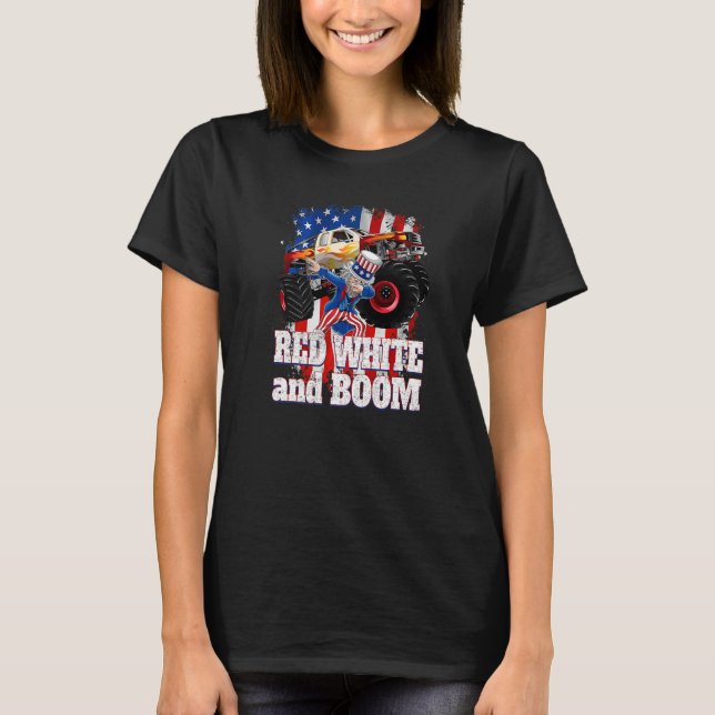 Monster Lastbil farbror Sam Red White och Boom T Shirt (Framsida)