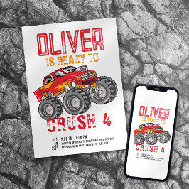 Monster Lastbil Födelsedagsfest Inbjudningar