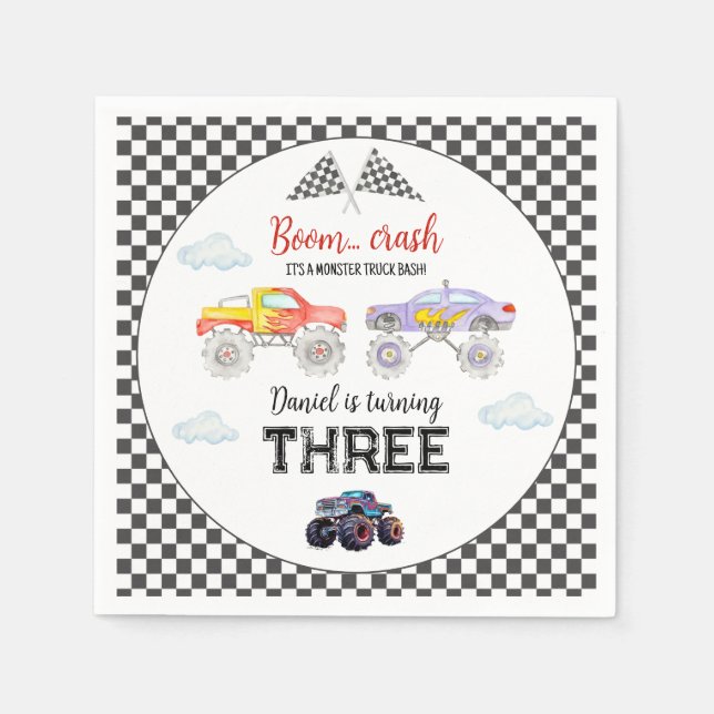 Monster Lastbil, födelsedagstermonster Lastbil Pappersservett (Framsidan)