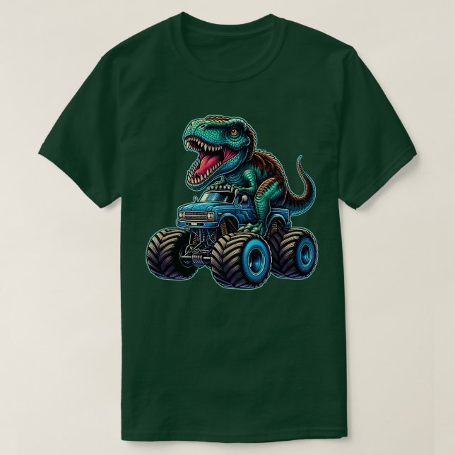 Monster Lastbil Funny Design Riding T Rex Älskare  T Shirt (Design framsida)