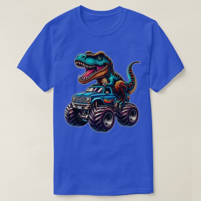 Monster Lastbil Funny Design Riding T Rex Älskare  T Shirt (Design framsida)