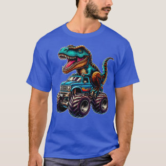 Monster Lastbil Funny Design Riding T Rex Älskare T Shirt