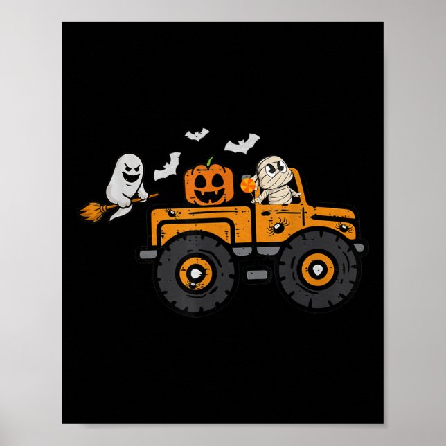 Monster Lastbil Ghost Pumpkin Halloween Costume Bo Poster (Framsidan)