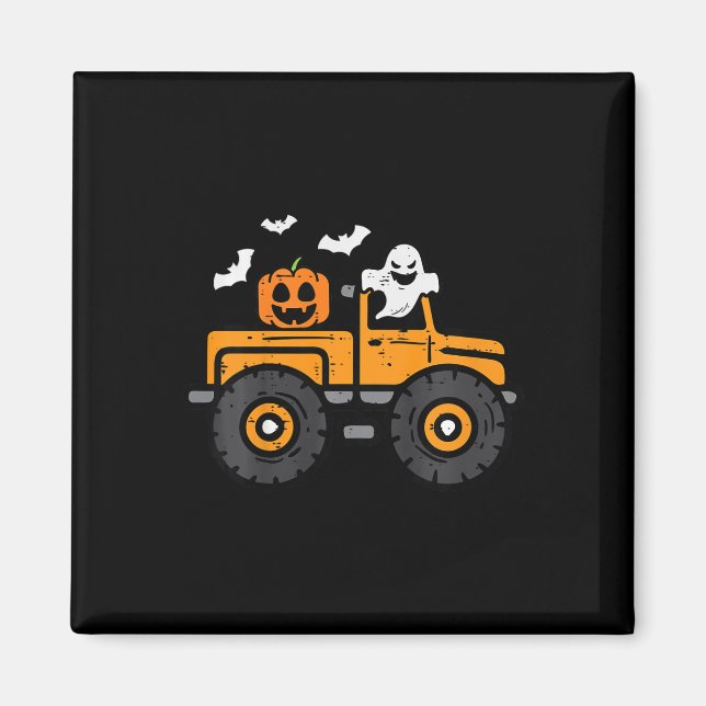 Monster Lastbil Ghost Pumpkin Halloween Costume To Magnet (Framsidan)