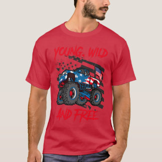 Monster Lastbil Gift Young Vild Free Boys 4:e Jul T Shirt