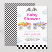 Monster Lastbil Girl Baby Shower-inbjudan