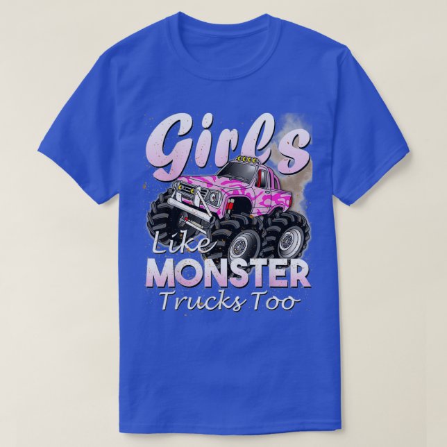 Monster Lastbil Girls gillar monster också T Shirt (Design framsida)