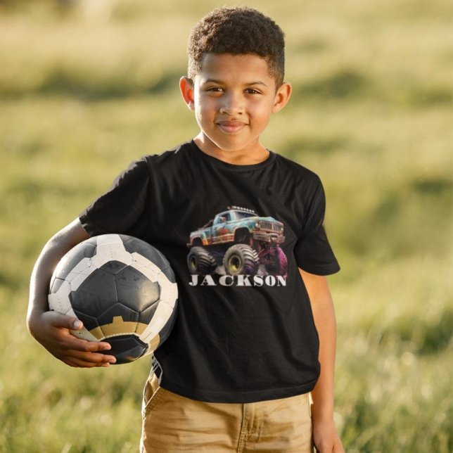 Monster Lastbil Graphic Namn T-Shirt for Boys (Skapare uppladdad)