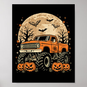 Monster Lastbil Halloween Jack o lantern Måne Pump Poster