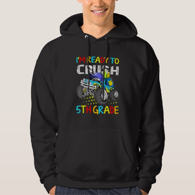 Monster lastbil Im Redo till Crush 5th Klass Hoodie (Framsida)