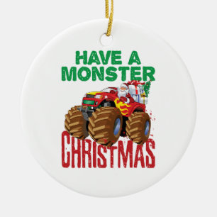 Monster Lastbil jul Jultomten Boys Småbarn Julgransprydnad Keramik