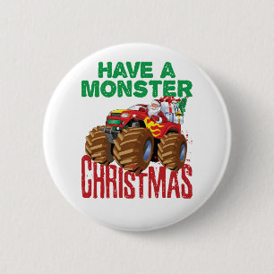 Monster Lastbil jul Jultomten Boys Småbarn Knapp