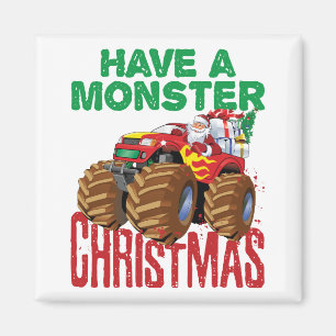 Monster Lastbil jul Jultomten Boys Småbarn Magnet