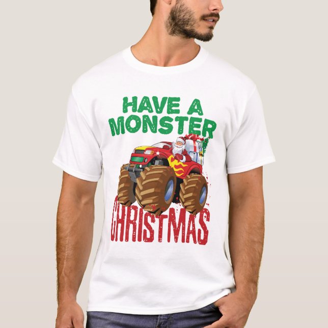 Monster Lastbil jul Jultomten Boys Småbarn T Shirt (Framsida)