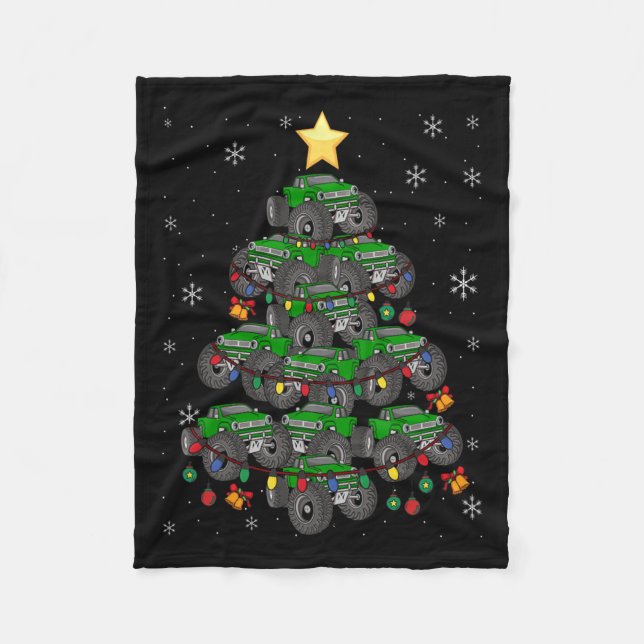 Monster Lastbil Julgran Julafton Boys Småbarn Kid Fleecefilt (Framsidan)