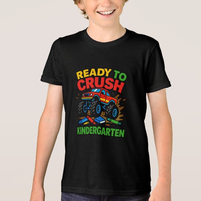 Monster Lastbil Kindergarten Start T Shirt (Framsida)